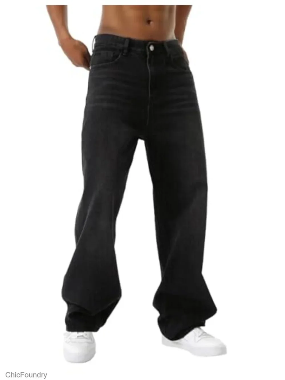 Y2K Baggy Wide Leg Cargo Jeans Men Streetwear Relaxed Fit